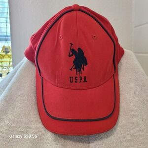 USPA Polo Hat‎ Red Baseball Cap Adjustable Strapback Casual Mens
